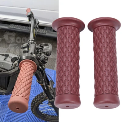 For Motorcycle Bike Cafe Racer 1 Pair 7/8" 22mm Rubber Handlebar End Hand Grips - Image 1 of 4