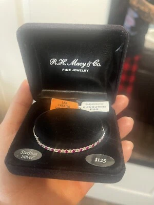 RH Macy & Co Sterling Silver Ruby Adjustable Slide Bolo Bracelet Macys Fine - Image 1 of 2