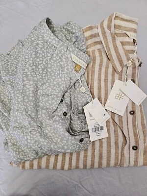 DownEast (LOTE DE 2) -Camisa Lily Top-Camisa a Rayas Caléndula-Talla XL NUEVO CON ETIQUETAS Foto 1 de 4