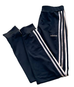 Adidas Girls Legging Xl Youth 16 Black Cotton Blend Rose Gold Stripes Ltrs - Picture 1 of 5