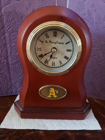 Oakland A's MLB 7" wood quartz clock with alarm, The Memory Company Cover
