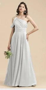 Amsale Dove Bridesmaid Maxi Dress Formal Silk Chiffon Size 14 Prom Dance (I03) - Picture 1 of 8