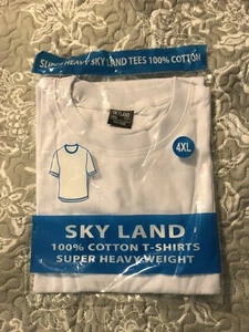 New Adult Mens Skyland White Crew Neck T-Shirt Shirt Size 4XL Short Sleeve - Picture 1 of 4