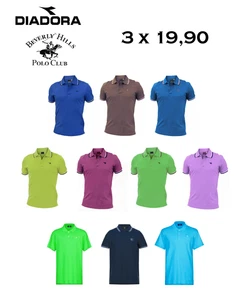 POLO DIADORA 100% COTONE PIQUÉ O BEVERLY HILLS CLUB VARI COLORI, TAGLIA S