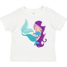 Inktastic Cute Mermaid, Little Mermaid, Purple Hair, Dolphin Toddler T-Shirt Sea