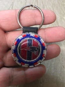 Native American Beaded New England Patriots Navajo Key Chain Key Ring Awesome #A - Picture 1 of 3