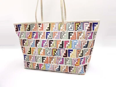 FENDI Zucca Toe Roll Bag Shoulder Bag PVC Canvas White Multicolor 8BH185 X-9068 - Image 1 of 4