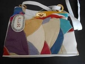 A.D.R.---LEATHER WHITE PATCHED SHOULDER BAG---NWT - Picture 1 of 2