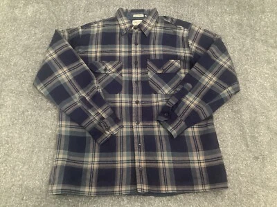 Oakton Ltd Button Down Shacket Mens Size L Blue Plaid Lined 90s Vintage - Image 1 of 4