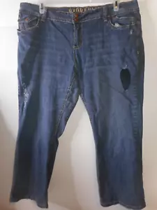 Hydraulic Jeans Damen 20 blau Standard Distressed geflickt gerades Bein Taschen - Bild 1 von 12