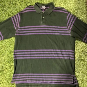 VTG Polo Ralph Lauren Men's Rugby Striped Long Sleeve Polo Shirt Size XXL 90'S - Picture 1 of 6