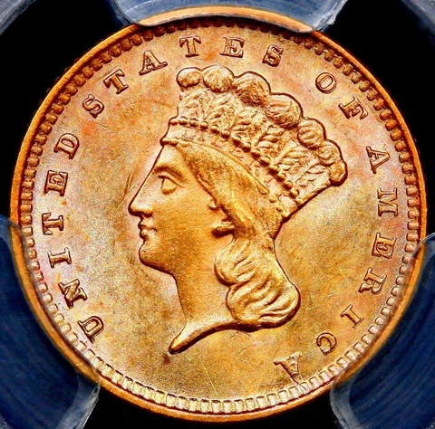 1862 GOLD USA PRINCESS HEAD $1 DOLLAR CIVIL WAR EAR COIN PCGS MINT STATE 63 Cover