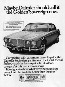 1971 Daimler Sovereign (Jaguar XJ6 Series I) Original Ad - Picture 1 of 1