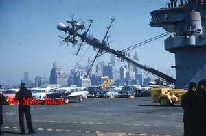 US NAVY USS Independence New York City skyline 1959 Kodachrome 35mm slide - Picture 1 of 1