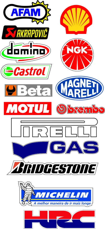 kit 30 adesivi Aufkleber STICKER sponsor tecnici moto hrc akrapovic bmc afam