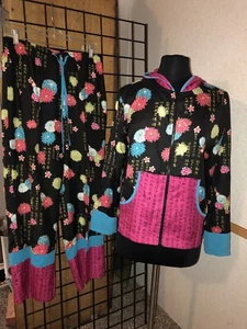 ANNE CARSON SILK HOODIE JACKET AND PANTS FLORAL SIZE M - Picture 1 of 15