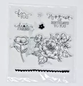 Acryl Klebestempel 7-teiliges Set Blume lieber Freund Geburtstag Herzen für Sie Blumenmuster - Bild 1 von 2