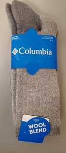 Columbia Men's Wool Blend Hiking Crop Crew Socks Gray & Black - 2 pairs -NEW - Picture 1 of 3