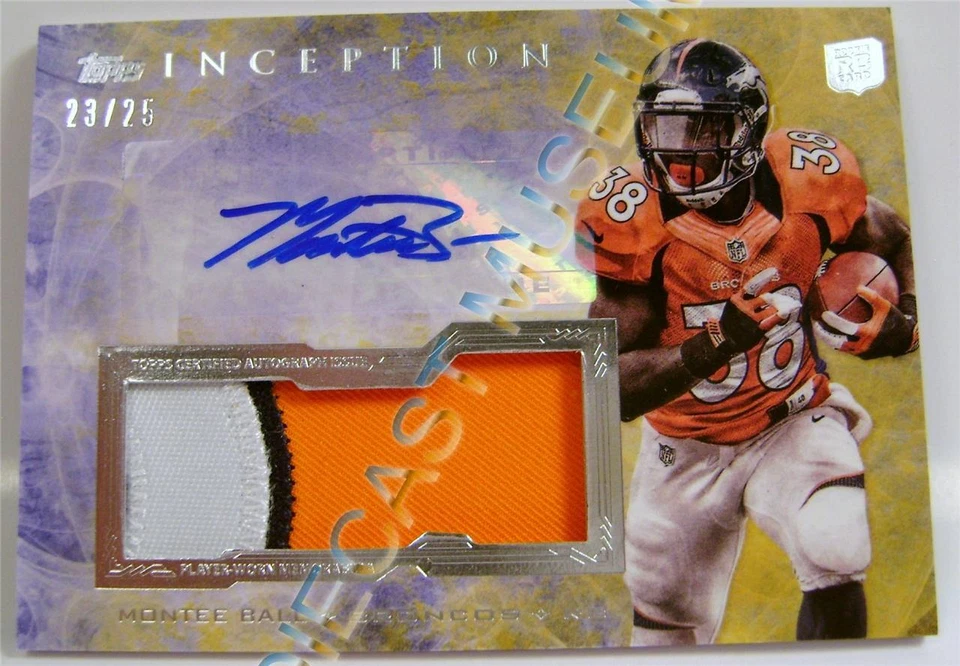 MONTEE BALL #38 BRONCOS AUTO JUMBO PATCH RC CARD 2013 INCEPTION TOPPS 23/25 RARE - Image 1 of 1