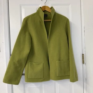 Eileen Fisher Women’s Size M Chartreuse Green OpenFront Wool/Cashmere Jacket - Picture 1 of 6