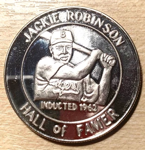 JACKIE ROBINSON HALL OF FAME .999 1 TROY OZ SILVER MEDAL BROOKLYN DODGERS PROOF - Picture 1 of 2