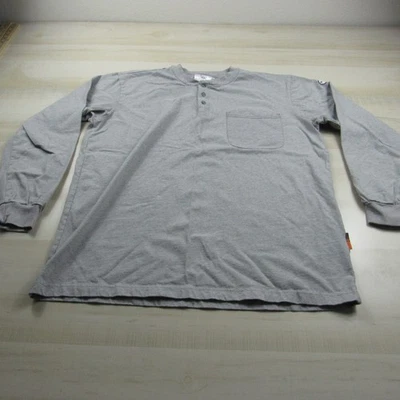 Rasco FR Shirt Mens Large Gray Henley Flame Fire Resistant Workwear Cotton - Image 1 of 4