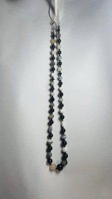 JAY KING DTR 925 STERLING SILVER BLACK ONYX Marbled Stone NECKLACE 22” - Image 1 of 4