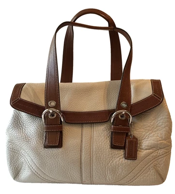 Bolso de Hombro Coach Vintage Soho Hampton Solapa F12304 Cuero Guijarro Blanco Foto 1 de 4