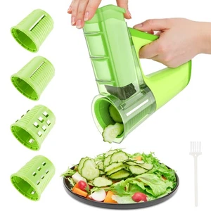 Electric Vegetable Slicer Handheld Cordless Salad Shooter Rotary Grater Shredder - Picture 1 of 10