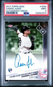 Juego Topps Now 2 HR 2017 verde Aaron Judge RC automático/199 PSA 9 - Imagen 1 de 2
