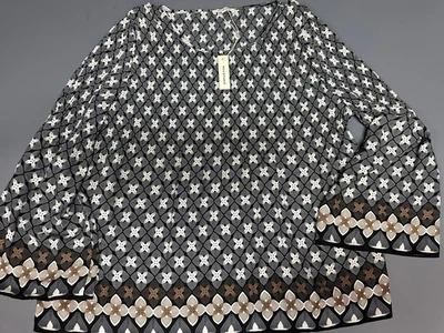 Nueva blusa Max Studio para mujer XL manga larga negra/blanca con estampado geométrico precio de venta sugerido por el fabricante 88 USD Foto 1 de 4