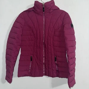 Nautica Puffer Jacket Women's XS Fuschia Hooded Zip Pocket Long Sleeve Full Zip - Picture 1 of 8