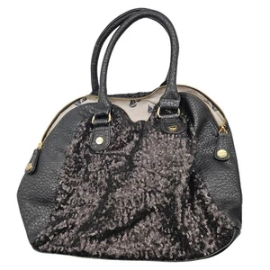 Pretty Ships Womens Black Sequin Shoulder Bag Purse Zip Top Large - Picture 1 of 6