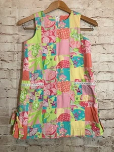 Vintage Lilly Pulitzer Girl's Dress 8 Staci Tropical Beachy Patchwork Pastels - Picture 1 of 13