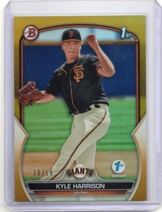 2023 Bowman 1st Edition #BPPF-93 Kyle Harrison San Francisco Giants Gold 10/50 - Imagen 1 de 2