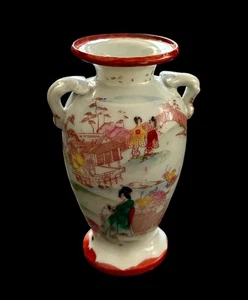 Vintage Japanese Geisha Ware Porcelain Vase With Double Handles 4.5” Excellent - Picture 1 of 5