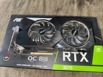 ASUS DUAL GeForce RTX 3070 OC 8GB GDDR6 Graphics Card Front Fan Bad - Image 1 of 4