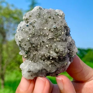 143G Natural chalcopyrite Pyrite White Quartz Crystal Mineral Specimen/China - Picture 1 of 24