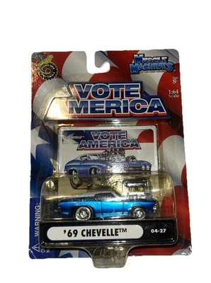 * 1:64 Die-Cast New Muscle Machines Vote America Blue Chevy ‘69 Chevelle #04-27 - Image 1 of 4
