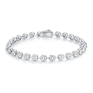 4mm Round Moissanite Bubble Bracelet 925 Sterling Silver Chain Pass Tester GRA - Picture 1 of 11