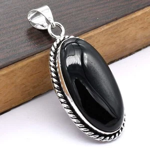 Colgante De Joyería Étnica Hecho A Mano De Ónix Negro 1" P 1957 - Imagen 1 de 5
