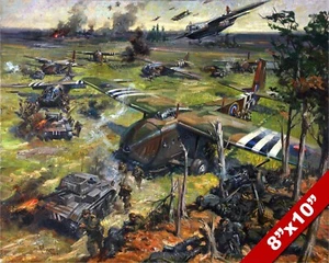 WORLD WAR II 2 AIRSPEED HORSA TROOP PLANE BATTLE PAINTING ART REAL CANVAS PRINT - Picture 1 of 5