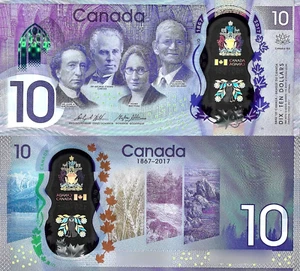 Canada 10 DOLLAR P-112 2017 Commemorative POLYMER UNC Wilkin/Poloz Canadian NOTE - Picture 1 of 2