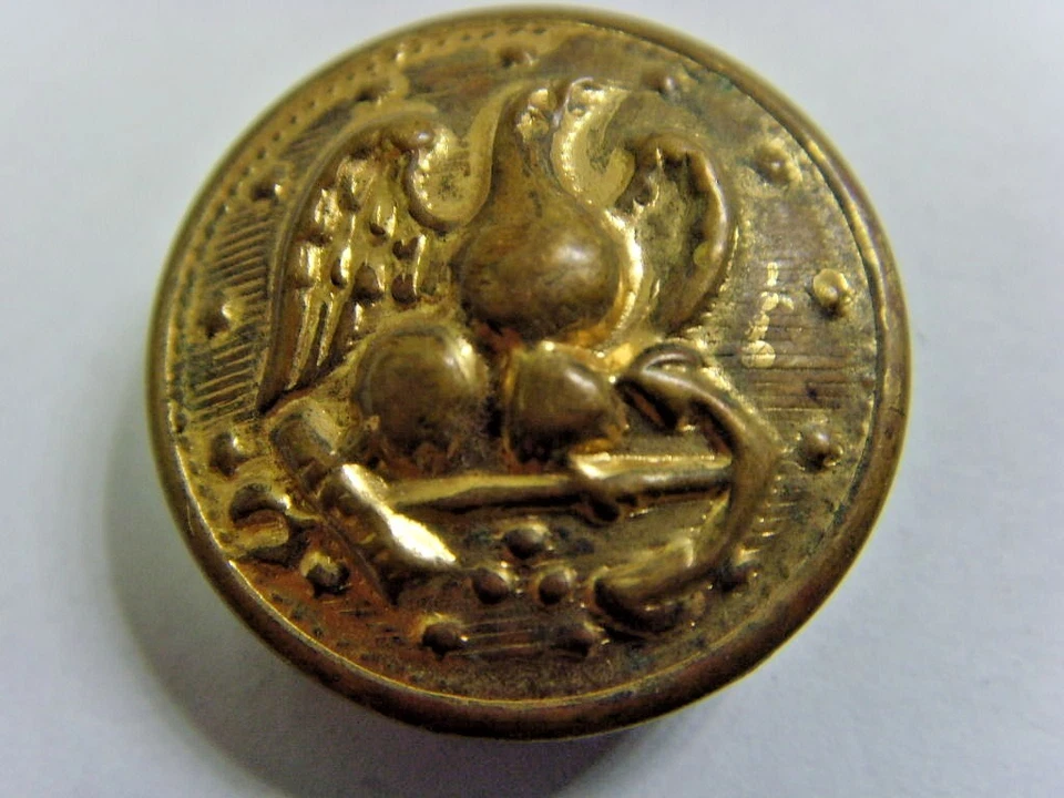 1800s antique Federal navy left wing eagle anchor tin back uniform button 49744 - Image 1 of 4