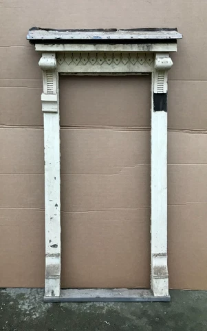 Antique VTG Shabby Victorian Pediment 37x82 Top Door Window Surround Old 279-23B Cover