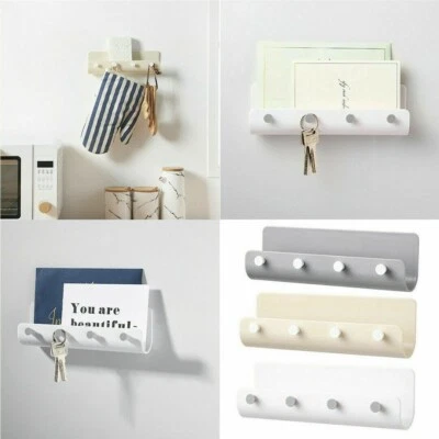 Key Rack Holder Wall Mount Key Organizer 4 Hook Keychain Hanger Home Storage Kit - Image 1 of 4