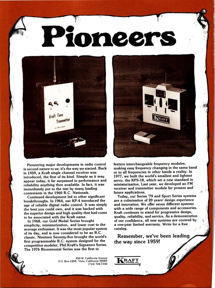 Kraft RC System Vintage Print Ad Wall Decor Pioneers KP-4 KPS-18 - Image 1 of 1