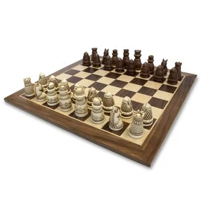 Medieval Themed Chess Set - Wooden Chess Board with Intricate Polystone Chess... - Picture 1 of 9