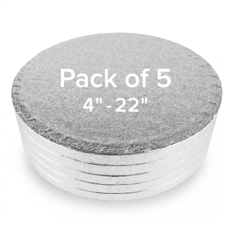 The Cake Decorating Co. Bulk Pack of 5 - Silver Round Drum Cake Boards 12mm - Image 1 of 1