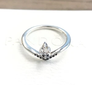 Anillo Pandora Classic Wishbone, Circonio Circular Transparente #197790CZ + CAJA CON BISAGRAS + TELA PULIDA - Imagen 1 de 12